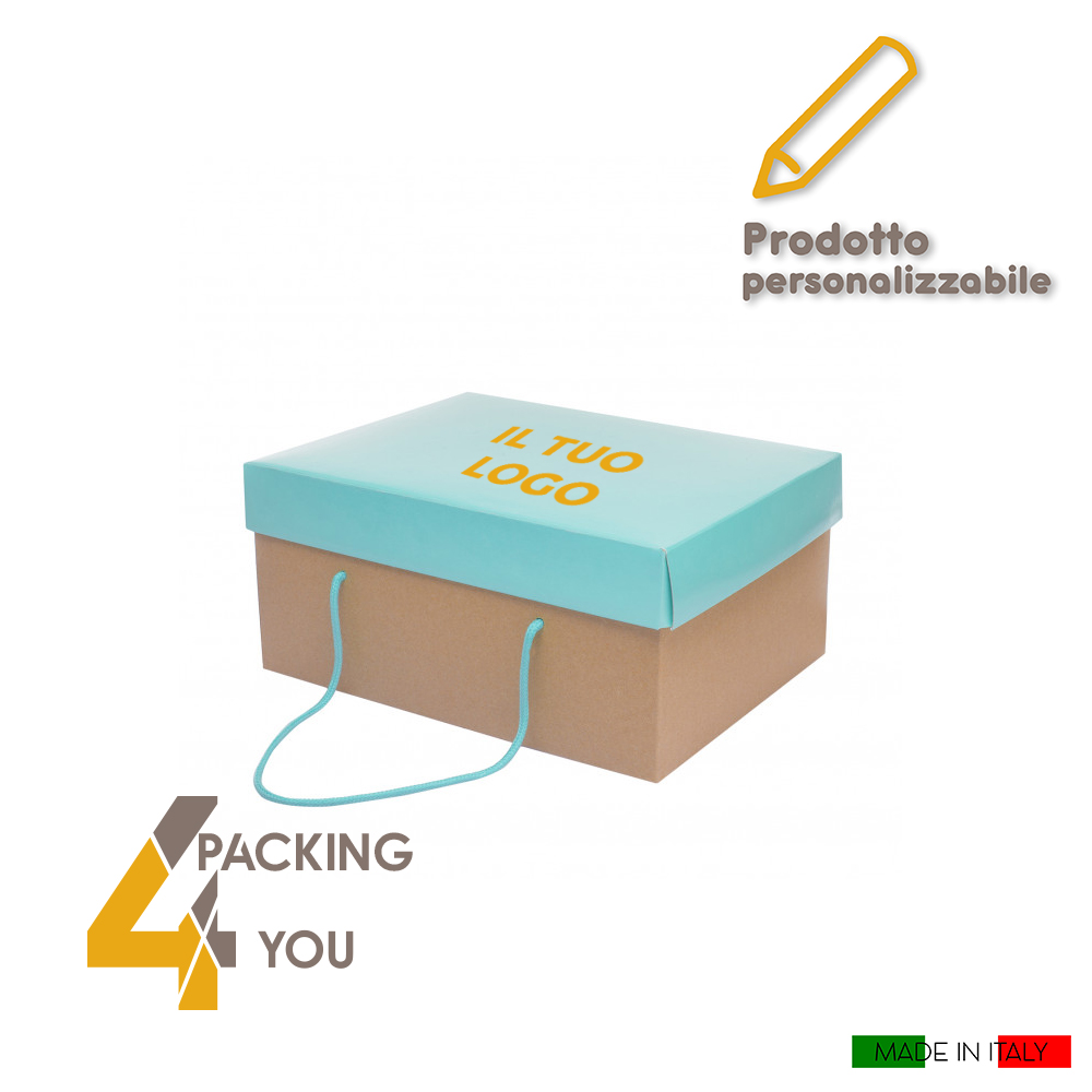 Scatola porta dolci con coperchio e manici personalizzata - Packing 4 You