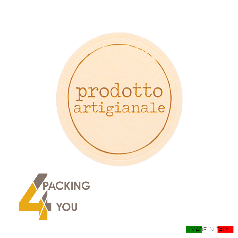 Etichette adesive rotonde Prodotto Artigianale (240 pz) in pura cellulosa -  Packing 4 You