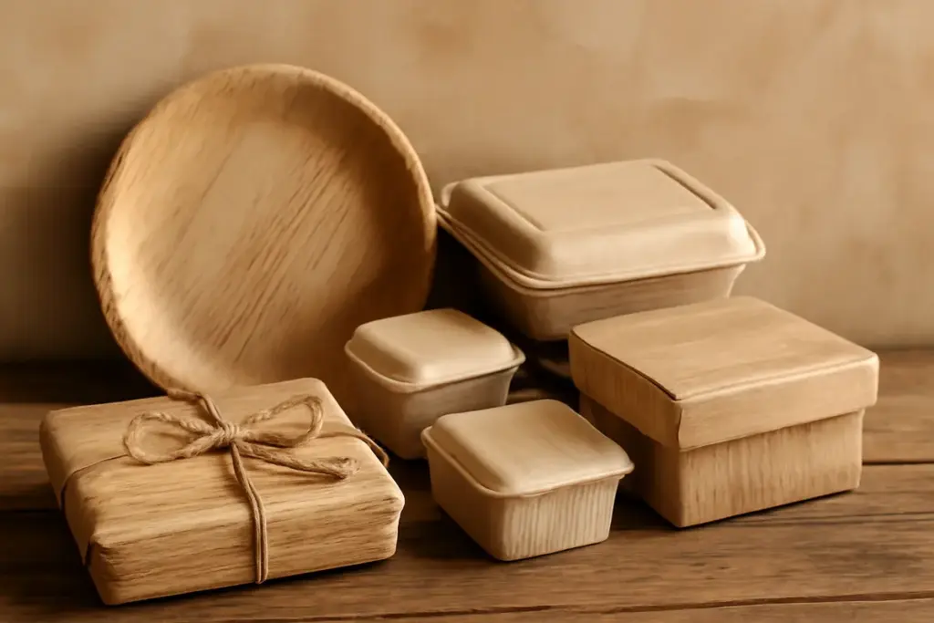 Imballaggi in foglia di palme pressate: scopri il dettaglio rustic chic che esalta il packaging naturale