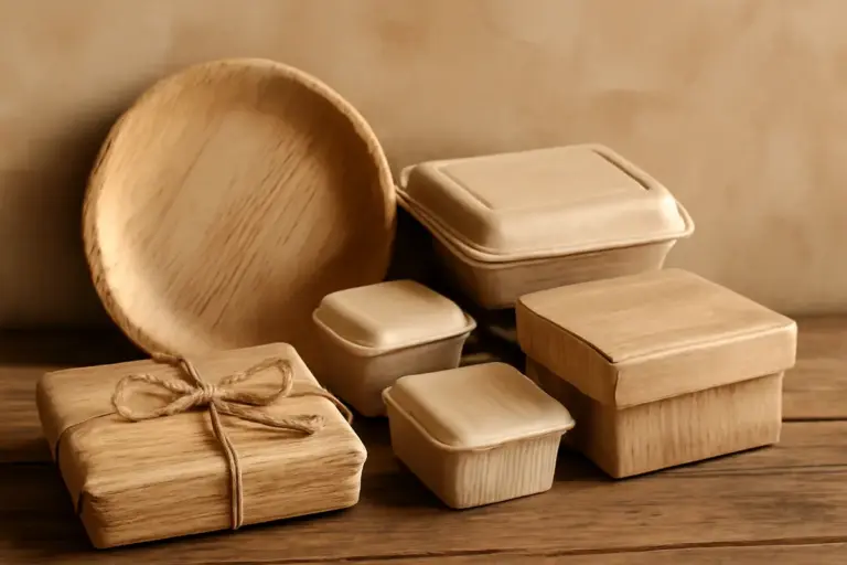 Imballaggi in foglia di palme pressate: scopri il dettaglio rustic chic che esalta il packaging naturale